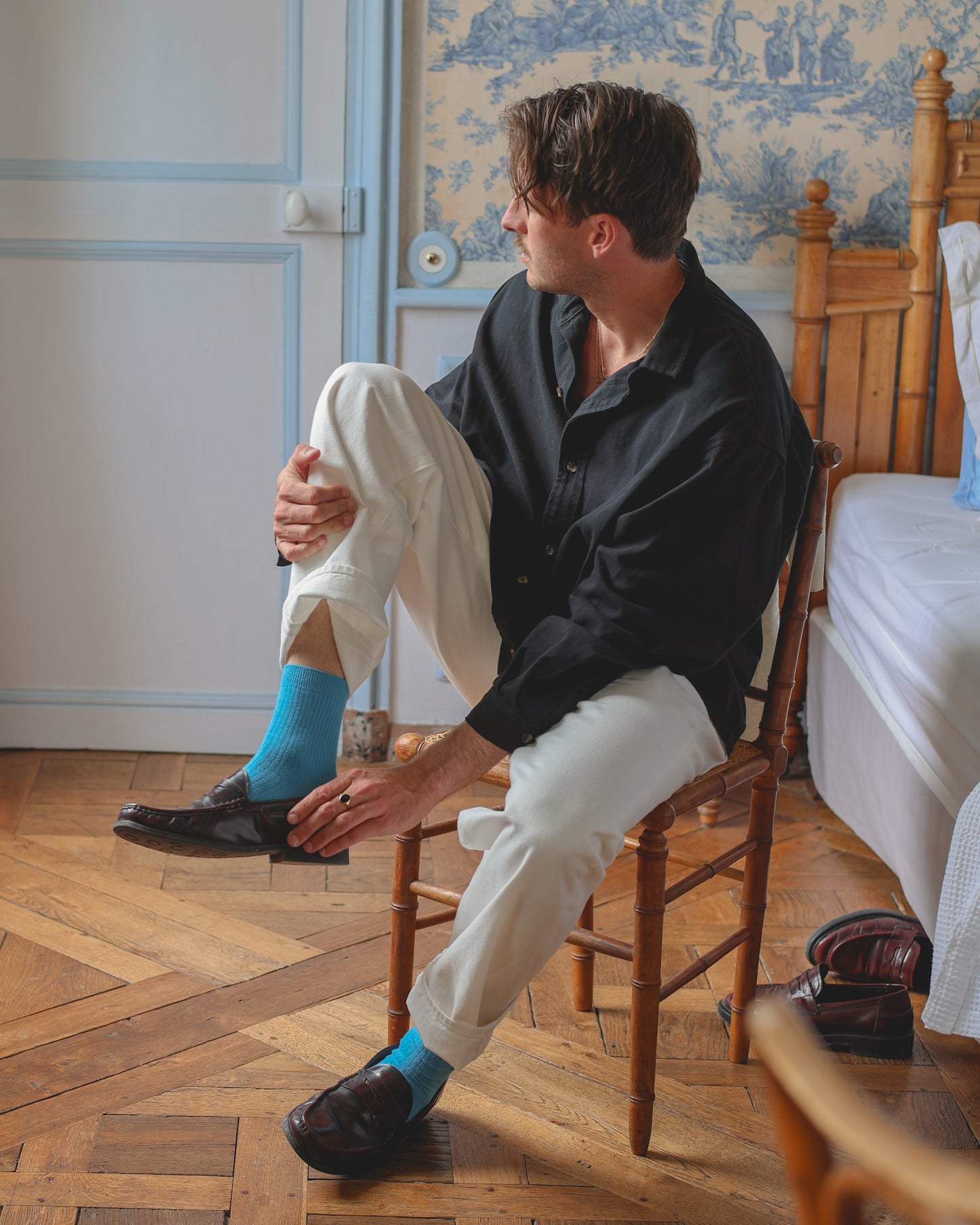 Socks azure blue