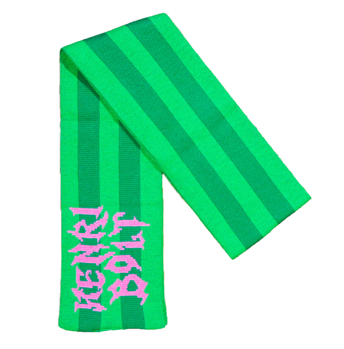 Moss green striped scarf