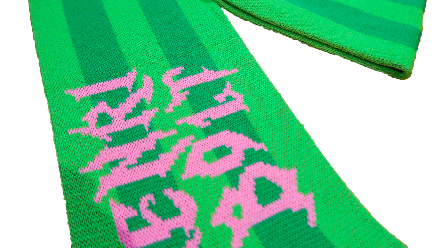 Moss green striped scarf