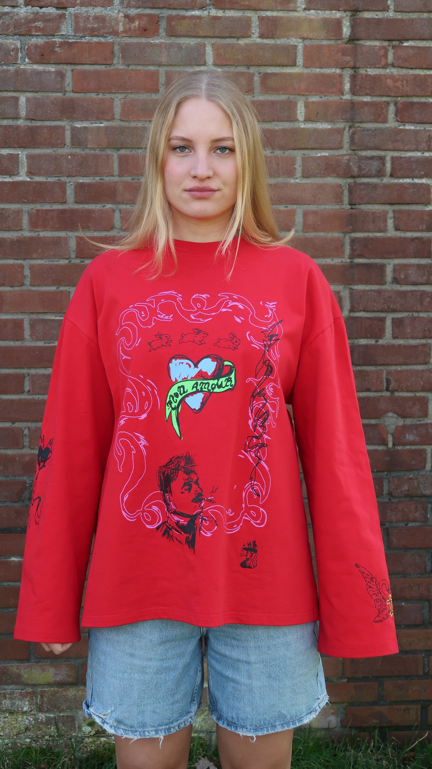 Mon amour oversized longsleeve red